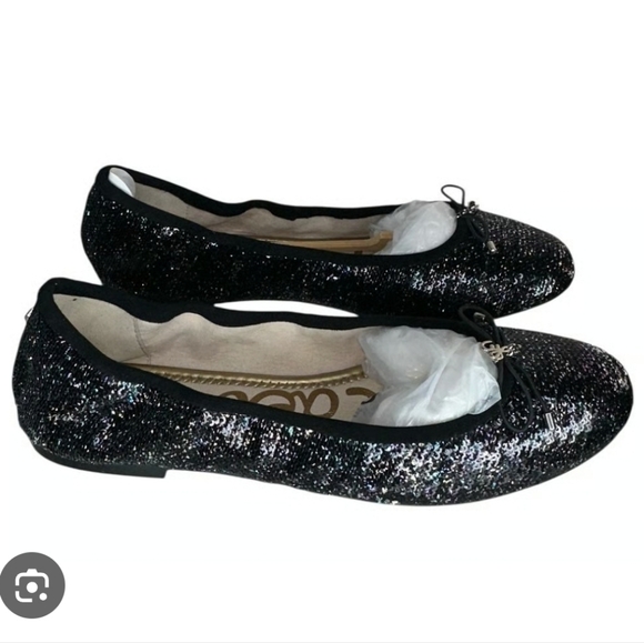 Sam Edelman  Black Glitter Sequin Ballet Flats Size 7 - Picture 1 of 7